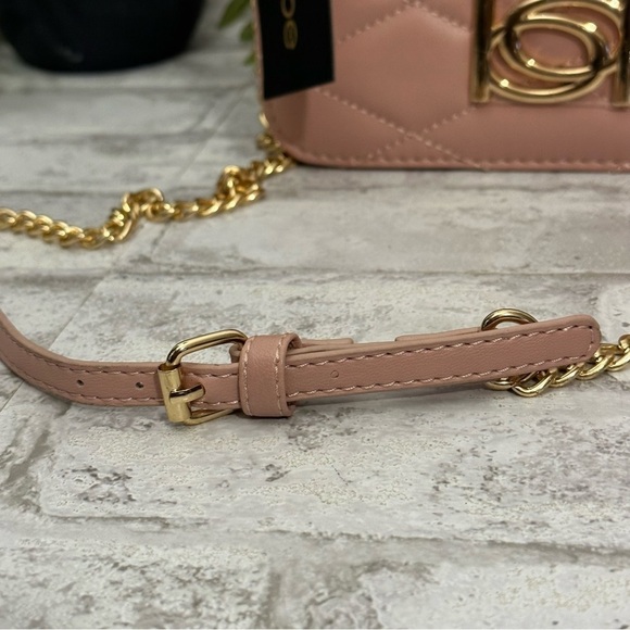NWT BEBE Abigail Blush Pink Crossbody Gold Tone Chain Bag Purse - Picture 3 of 8